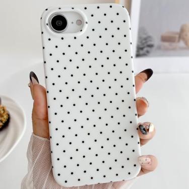 Imagem de HYUEKOKO Capa de telefone de bolinhas para iPhone 16e, linda moda com design de estética de bolinhas, capa simples de TPU macio fino à prova de choque para meninas e mulheres - branca