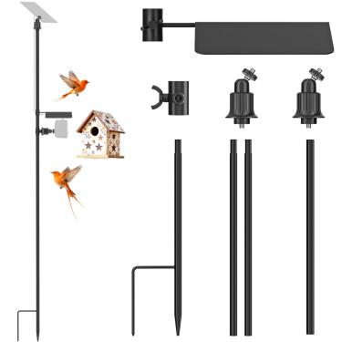 Imagem de Suporte de suporte de estaca de solo para câmeras externas e painéis solares, poste de câmera de segurança de altura e ângulo ajustáveis, rosca universal UNC de 1/4 - 20, compatível com Ring, Arlo