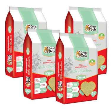 Imagem de Kit 4un Areia Biodegradável Milho E Mandioca Grossa Great Pets 2kg