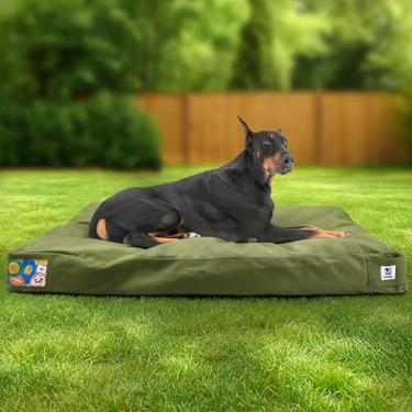 Imagem de Sytopia Cama de lona externa para cães de 106 cm com capa removível lavável à prova d'água para cães extragrande, almofada para animais de estimação internos e pátios, verde