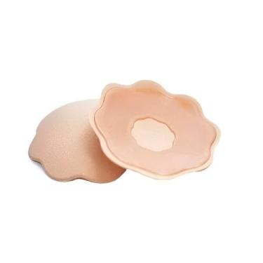 Imagem de Protetor Seios Formato Flor Silicone Adesivo Bege 7x7cm - marca