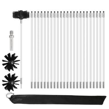 Imagem de Kit de escova de limpeza de chaminé de 26 peças - 9,4 m, 23 varões, escova de tubo de fogão, de nylon, ferramenta de varrer chaminé - para secadora de lareira, ventilação, tubo de água residual