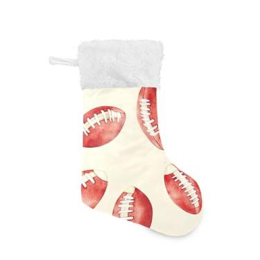 Imagem de xigua Bolas de futebol americano meias de Natal personalizadas grandes meias de doces para pendurar presente de Natal para decoração de festa de férias em família, decoração de lareira