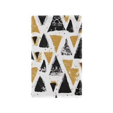 Imagem de Wassud Placa de cobertura de interruptor de luz triângulos pretos e dourados, 1 capa de tomada em branco placa de parede decorativa decoração de casa sala de estar quarto