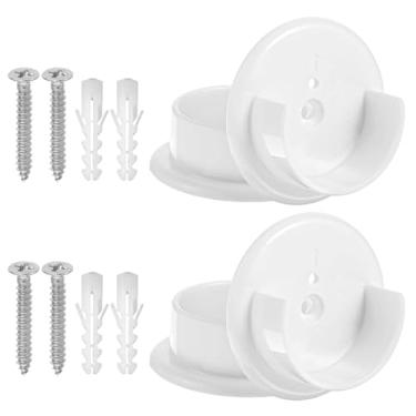 Imagem de 4 peças de suportes brancos para varões de armário de plástico, soquetes de barra de tensão para armário de 3,5 cm, suporte com parafusos para cortina de chuveiro de casa de banho, suporte de loja de