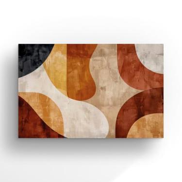 Imagem de Quadro Decorativo Abstrato Moderno em Tons Terrosos, Arte Contemporânea Minimalista, Pintura em Tela, 90x60 cm