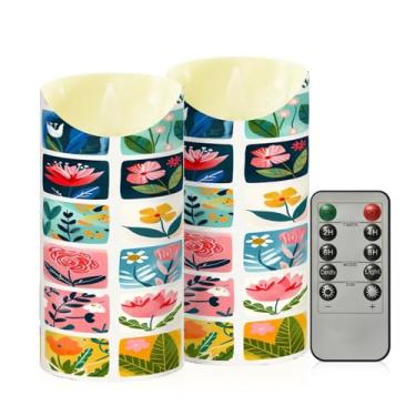 Imagem de Wassud Ilustrações planas de flores velas sem chama com controle remoto, velas realistas cintilantes com temporizador, velas decorativas para Natal, casamento, festa, decoração de casa média