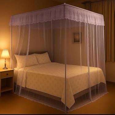 Imagem de Mosquiteiro Palácio com Armação para Cama Casal Box Queen, Cortinado com Abertura Lateral(LILÁS)