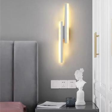 Imagem de Luminária de parede LED moderna 15W 8x50cm - Dourado/Preto/Prateado, iluminação decorativa para salas de estar, quartos ou corredores (Prateado,1 UN)