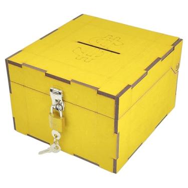 Imagem de Cofrinho Porta Dinheiro Bau Cofre Caixinha Caixa C/Cadeado (Amarelo)