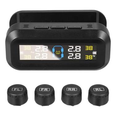 Imagem de aqxreight de Monitoramento de Pressão Dos Pneus, Carro Solar Sem Fio TPMS Com 4 Sensores Externos, Alarme por Voz, Exibição Em Tempo Real para Pressão de Temperatura 0-5 Bar, para Carro