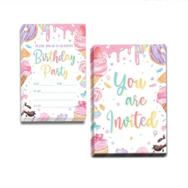 Imagem de Qwertirsr Convites de aniversário Let's Play Design dupla face (25 cartões + envelopes) com envelopes convites de festa de aniversário infantis, lembrancinhas de festa para meninos, meninas e