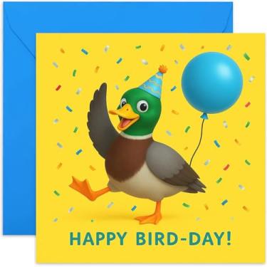 Imagem de Cartão de aniversário engraçado, design de pato, Happy Bird-Day - quadrado, em branco por dentro com envelope premium