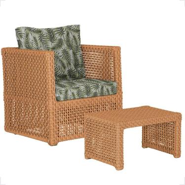 Imagem de Mesa E 1 Poltrona Madri Corda Náutica Estofado 5 Trama Terra Cota