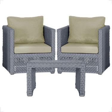 Imagem de Mesa E 2 Poltronas Madri Corda Náutica Estofado 7 Trama Prata