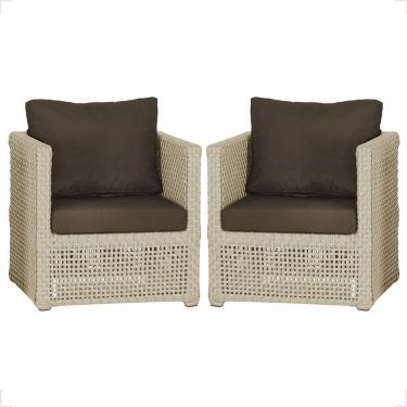 Imagem de 2 Poltronas Madri Alumínio Corda Náutica Estofado 9 Trama Rami