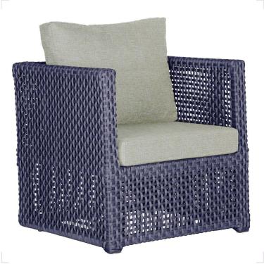 Imagem de 1 Poltrona Madri Alumínio Corda Náutica Estofado 3 Trama Azul