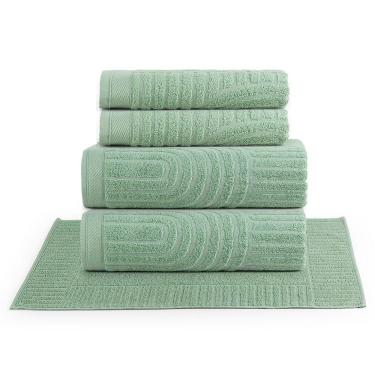 Imagem de Jogo De Banho Dunna Fio Penteado Relevo Dunas 05 Peças 100% Algodão - Pistache