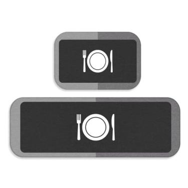 Imagem de Tapetes Cozinha Jogo 2 peças Modernos - Trilho + Passadeira - Antiderrapantes e Confortáveis(TPCOZ5141)