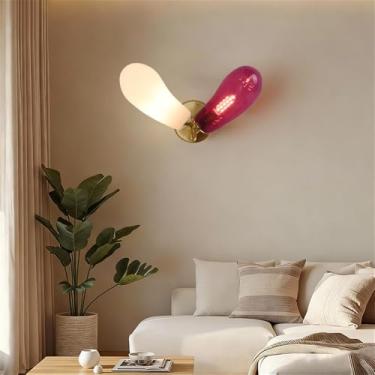 Imagem de OUFULA Berinjela Moderna Lâmpada De Parede LED Personalidade Criatividade Sala Quarto Restaurante Villa Decoração De Casa Corredor Parede Scon (Roxo A 2 luzes)