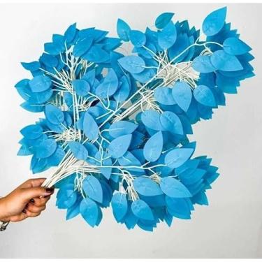 Imagem de Kit 12 Buquês de Fícus Artificial 60cm – Folhagem Realista para Decoração de Casa, Jardim Vertical e Eventos(48,Azul)
