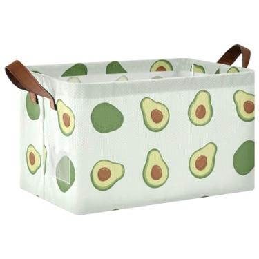 Imagem de Recipientes para organização para armazenamento de armário, cesta de brinquedo dobrável para cães com alças, cestas de armazenamento 17 x 29 x 25 cm, verde abacate, pacote com 2