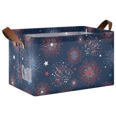 Imagem de Recipientes de armazenamento para roupas para armazenamento de roupas, caixas de armazenamento decorativas dobráveis com alças, caixas de armazenamento de armário 40 x 29 x 25 cm, 2 unidades