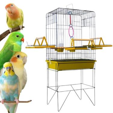 Imagem de Viveiro Para Calopsita Grande Triplex Slim Playground Gaiola Para Pássaros (Amarelo)