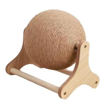 Imagem de IEUDNS Bola arranhadora para gatos com suporte estável, proteção para móveis, compacta, corda de sisal, interativa para furões e pequenos animais.