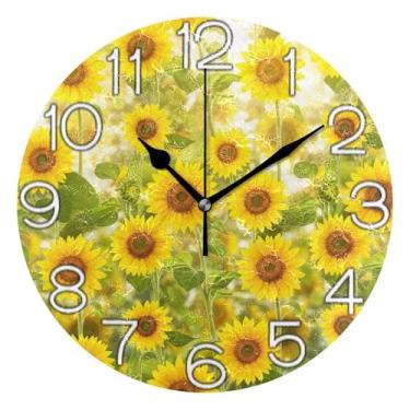 Imagem de GAIGEO Número de relógio branco com relógio de parede analógico Kedu Relógio decorativo de escritório de cozinha operado por bateria, decoração de parede moderna para sala de estar, 25 cm, ponteiros