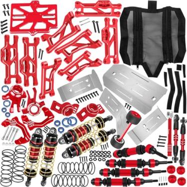 Imagem de BRCatWPark RC Upgrades Part for 1/16 Mini Maxx,Shocks,Dust Resist Cover,Controller Mount Plate,DriveShaft,Wheelie Bar Set,Chassis,Arm,Caster/Steering Block,Stub Axle Carriers,Steering,Link,Red