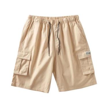 Imagem de Bermuda Cargo Masculina De Verão Tamanho Grande, Ajuste Solto, Algodão