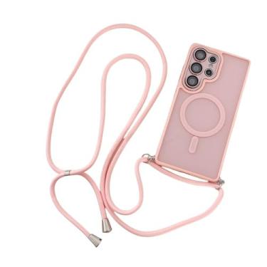 Imagem de Cordão ajustável com cordão para carregamento sem fio e capa protetora de lente para Samsung S25 S23 S24 Ultra S22 Plus, rosa, para S23