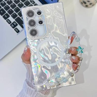 Imagem de Capa magnética com cordão de mão para Samsung S25 Ultra com ondulações d'água para Samsung A55 A56 A54 A35 A36 S24 Ultra S24 FE S23, A3, para Samsung S25 Ultra