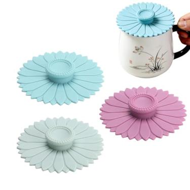 Imagem de Tampas de caneca de silicone, pacote com 4 capas de copos de 10 cm para bebidas – substituição de tampa de xícara de café para canecas de cerâmica e copos de vidro, acessórios de chá, tampas de