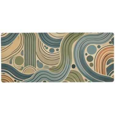 Imagem de Modern Waves Tapete de jogos verde para controle de precisão de mesa, mouse pad grande, 89,9 x 39,9 cm, mousepads