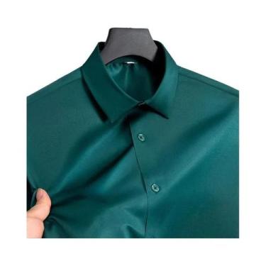 Imagem de Camisa Social Masculina Branca De Manga Longa Slim Fit Não Amassa Resi