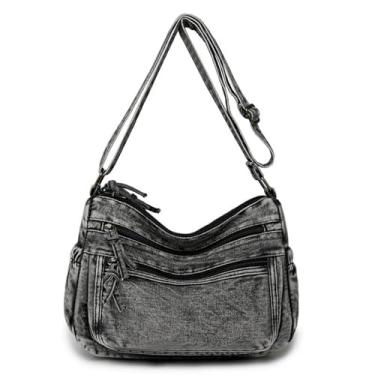 Imagem de WIGUYUN Bolsas e bolsas de ombro femininas jeans, bolsa mensageiro casual bolsa tiracolo bolsa Hobo diária, G - preto, One Size, Vintage