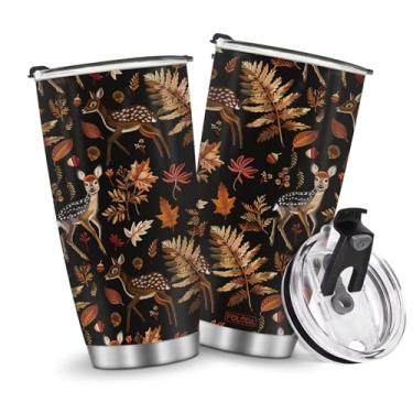 Imagem de Copos de viagem isolados, caneca de café, garrafa de água, quente e fria, 590 ml, homens gelados, folhas de veado, alça de metal, presentes para Natal, aniversário, dia das crianças, presente de