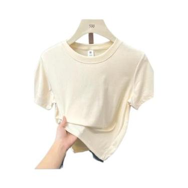 Imagem de Camiseta Casual De Verão plus Size Com Manga Curta Sexy Sólida Tendênc