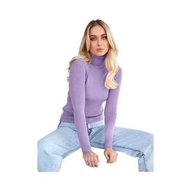 Imagem de Suéter Feminino De Gola Alta Em Malha Macia E Quente, Ajuste Slim, Ver