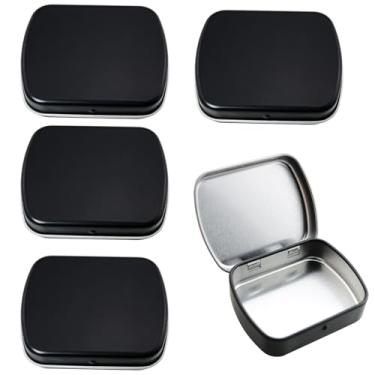Imagem de ZZHXSM 5 caixas de lata retangulares de metal com tampas 6 x 4,6 x 1,5 cm, pequenos recipientes de armazenamento para ervas e doces, mini velas, suprimentos de primeiros socorros, pílulas, joias