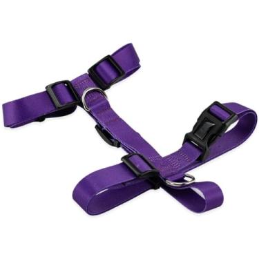 Imagem de Peitoral H Ajustável com Guia 1,30m para Cães – Confortável, Antifuga e Resistente | Coleira Peitoral para Cachorro(Roxo,M)