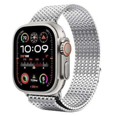 Imagem de HSPTR Pulseira de aço inoxidável com fecho magnético de malha para Apple Watch BAND Ultra 2 49 mm séries 10/9/8/7/6/SE/5/4/3/2 38/40/41 mm 42/44/45/49 mm S10 42 mm 46 mm, S10 42MM, Ágata