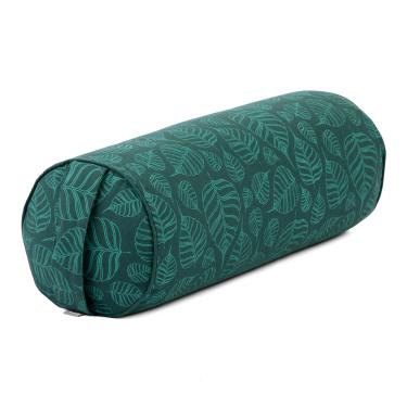 Imagem de YOGATERIA Bodhi Almofada Cilíndrica Bolster Maharaja |P/Meditação, Relaxamento e Yoga Restaurativa | Recheio de Kapok/fibra de paina e capa em algodão 65cm x 22cm 1.7kg (leaves/Esmeralda)