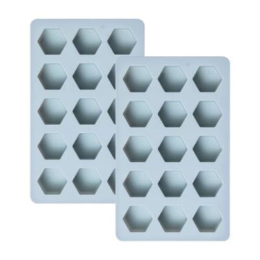 Imagem de 30 moldes hexagonais de silicone para doces e chocolate, molde antiaderente para fazer bolo de aniversário, geleia, cubos de gelo, lanches, barras de chocolate, decoração de cupcake, 2 unidades, azul