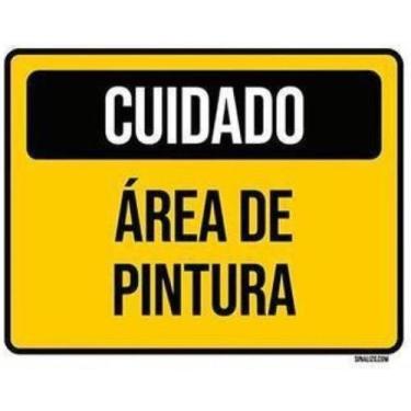 Imagem de Placa De Sinalização - Cuidado Área De Pintura 36X46 - Sinalizo.Com