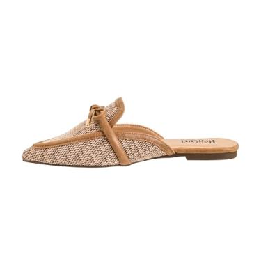 Imagem de Corkys Footwear Mule feminino Hey Girl Tip incluído – com bico fino, laço delicado com detalhes de metal e uma palmilha levemente acolchoada para conforto o dia todo, Ráfia caramelo, 37