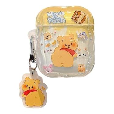 Imagem de IMD Capa para fones de ouvido com pingente de chaveiro para Apple AirPods 1 2 3 4 Pro Ursinho Pooh Hunny Honey Bee Eeyore Piglet Anime, Doce, Bonito, Adorável, Crianças Meninas (para AirPods Pro 2)