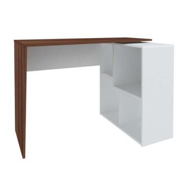 Imagem de Escrivaninha com Estante Urban Flex Ipê e Branca - Modern
